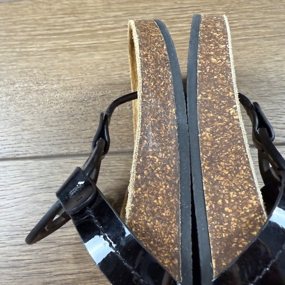 Tory Burch Miller Cloud Sandals Black Patent Leather Sz 7.5 Summer Designer - Picture 6 of 11